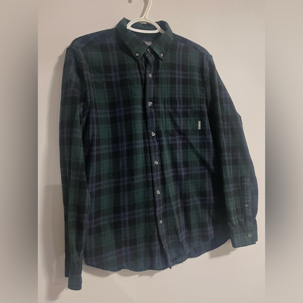 Eddie Bauer Green and Blue Casual Button Down Shirt